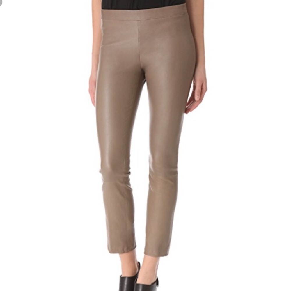 Vince Cropped Tan Leather Leggings